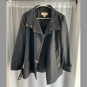 MICHAEL by Michael Kors women's M charcoal gray wool blend peacoat